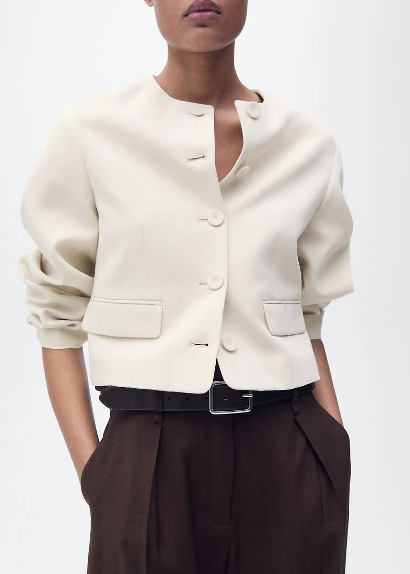 Linen-blend jacket with buttons