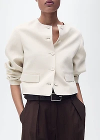 Linen-blend jacket with buttons