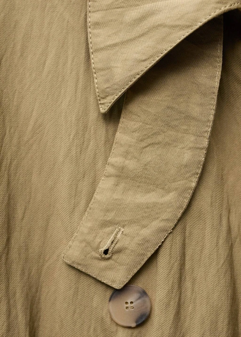 Oversized wrinkled-effect trench coat