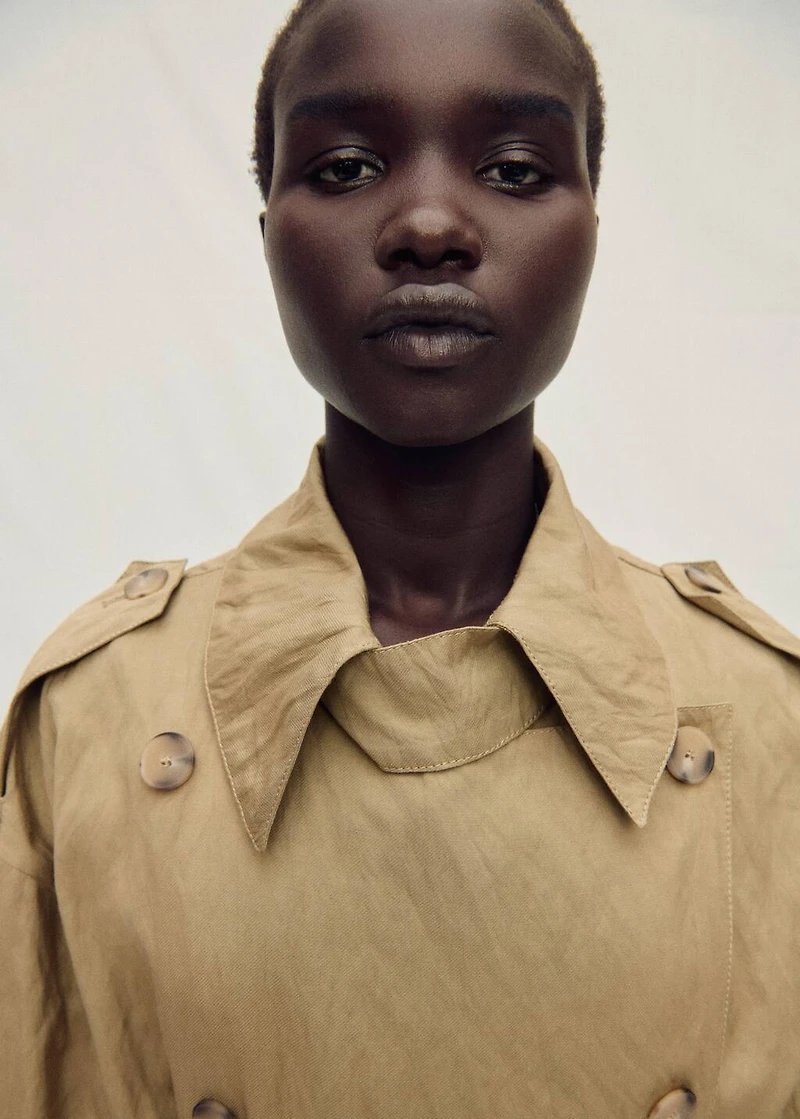 Oversized wrinkled-effect trench coat