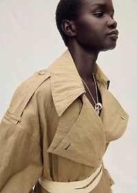 Oversized wrinkled-effect trench coat
