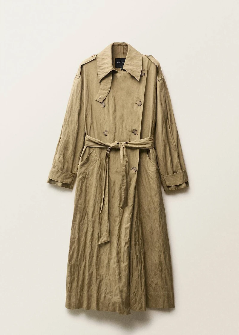 Oversized wrinkled-effect trench coat