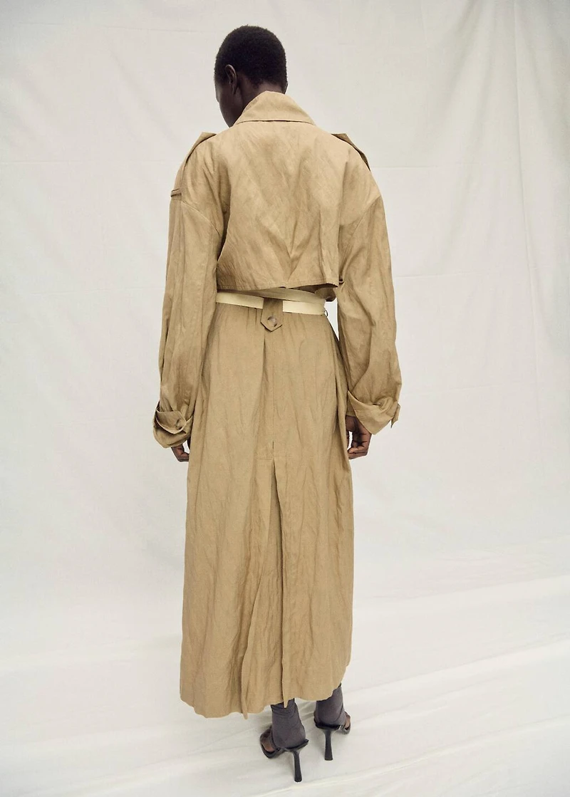 Oversized wrinkled-effect trench coat