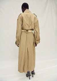 Oversized wrinkled-effect trench coat