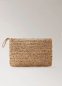 Natural fiber toiletry bag with zip