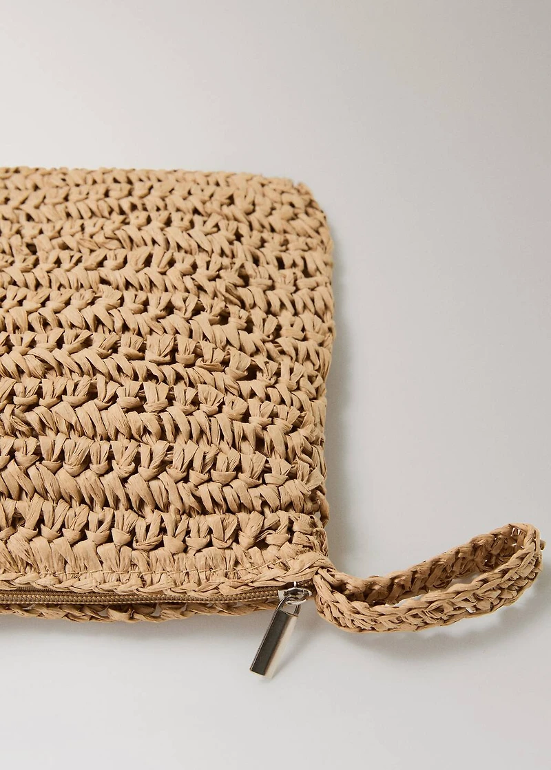 Natural fiber toiletry bag with zip