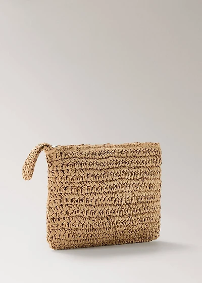 Natural fiber toiletry bag with zip