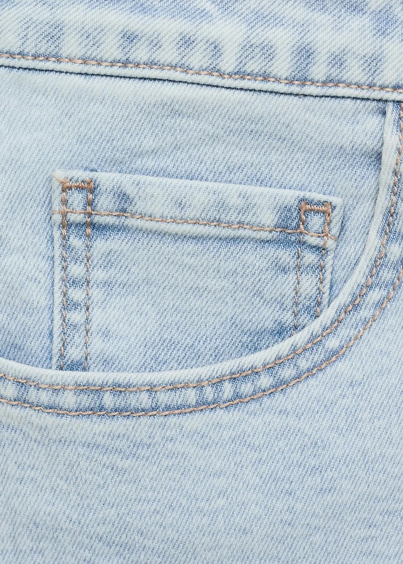 Denim miniskirt with frayed hem