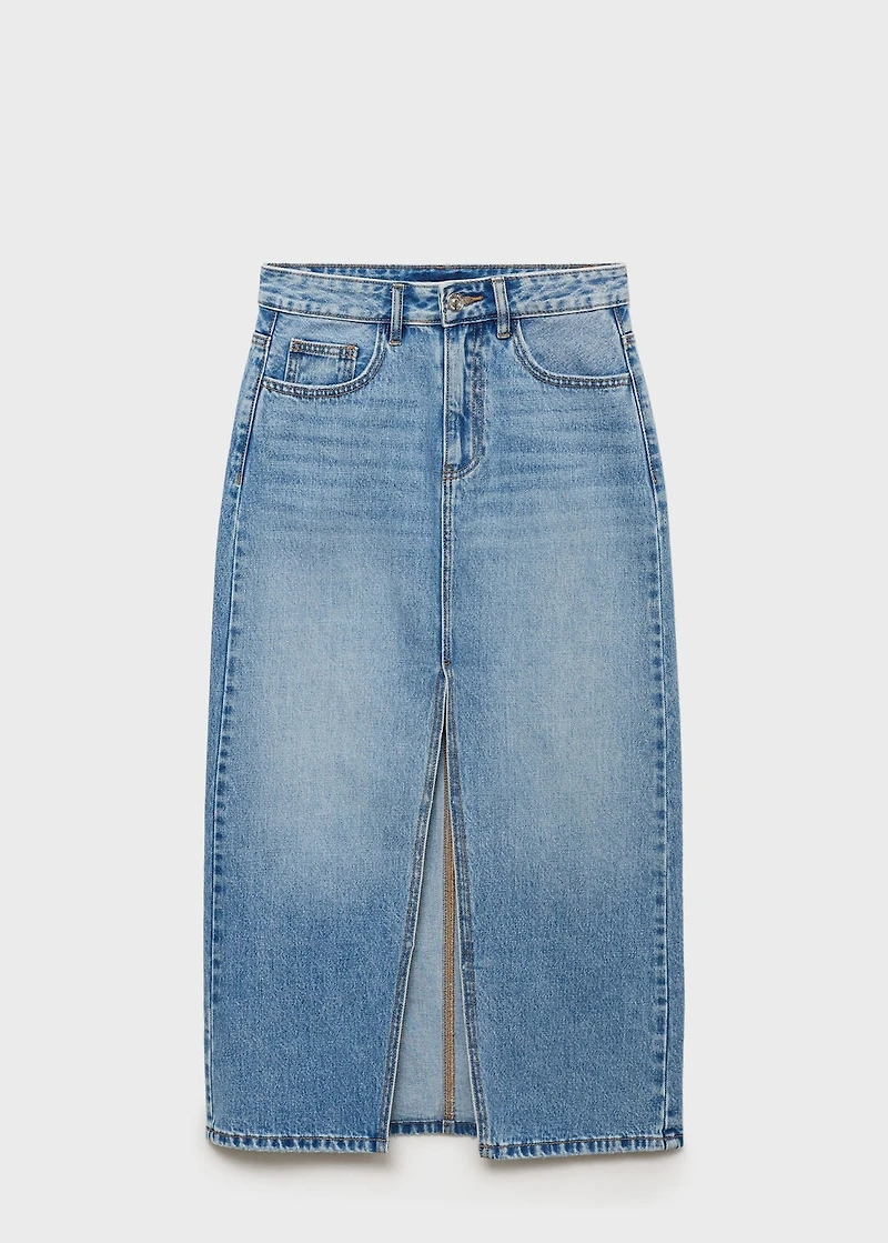 Long denim skirt
