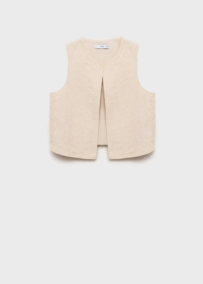 Embroidered linen vest