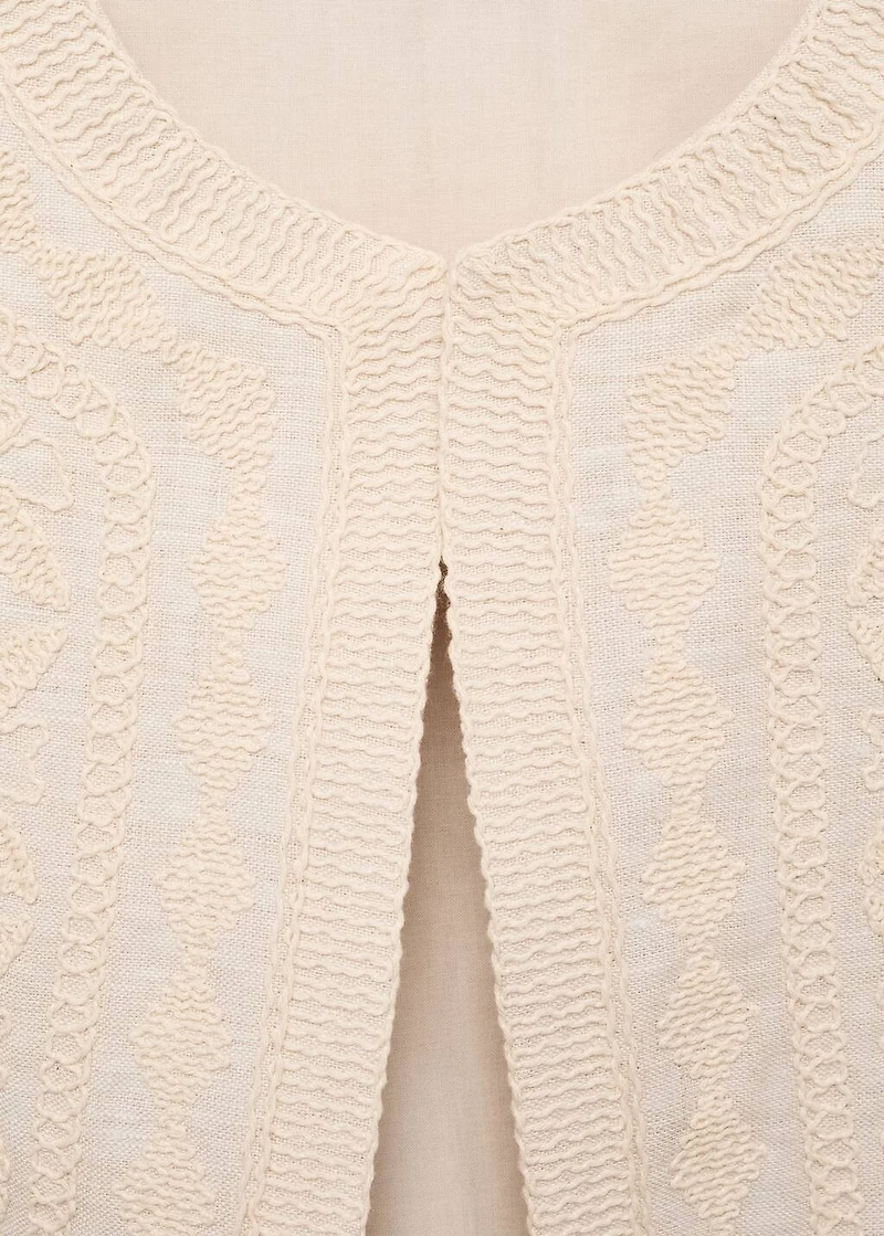 Embroidered linen vest
