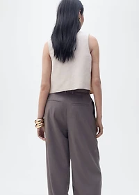 Embroidered linen vest