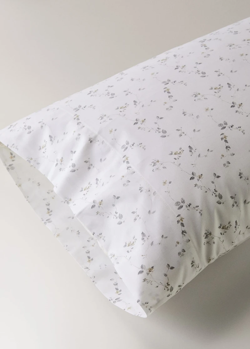 Percale cotton floral pillowcase 45x110 cm