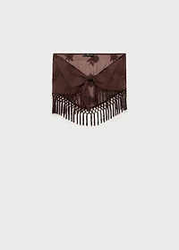 Embroidered mini-skirt with fringe