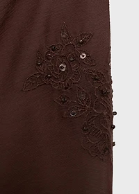 Embroidered mini-skirt with fringe