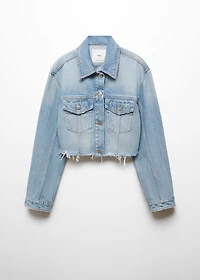 Denim jacket with frayed hem