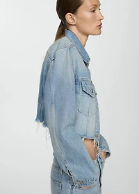 Denim jacket with frayed hem