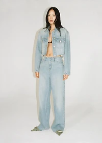 Denim jacket with frayed hem