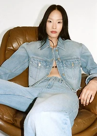 Denim jacket with frayed hem