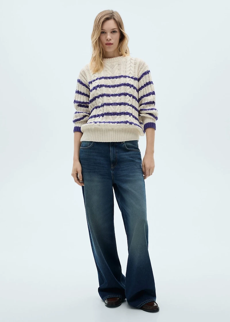 Striped braided sweater