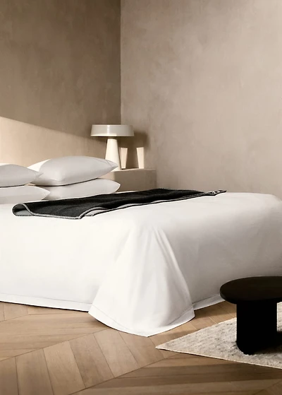 Cotton percale duvet cover with scalloped detail for 180/200 cm bed