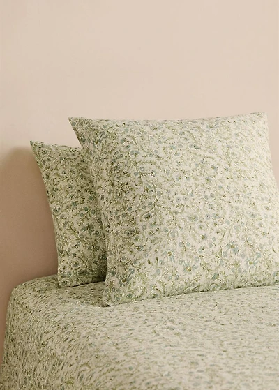 Cotton percale floral-print children's pillowcase 50x75 cm