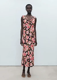 Floral dress with draped neck
