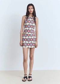 Printed boat-neck top
