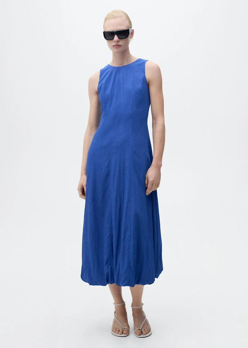 Midi-dress with puffed hem