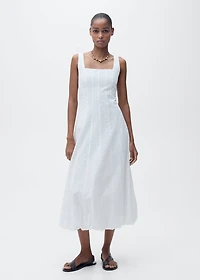 Embroidered dress with puffed hem