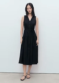Linen midi-dress with belt