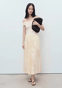 Combined dress with embroidered details