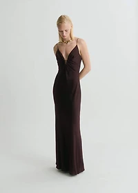 V-neck satin dress