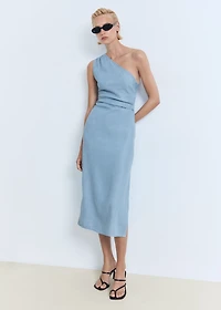 Draped asymmetrical lyocell dress