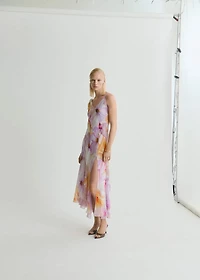 Floral-print dress with asymmetrical straps