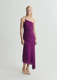 Asymmetrical dress with gathered sides