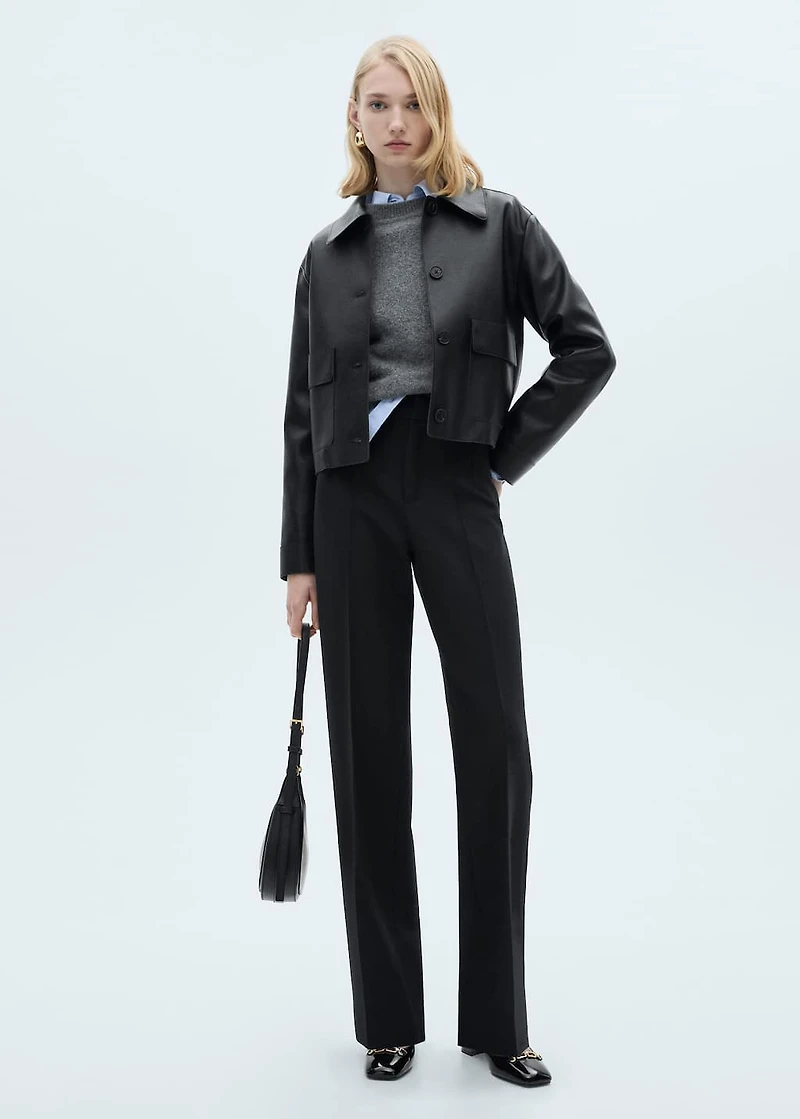 Straight-fit pleated pants
