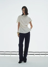 High-waisted straight-fit rinse-wash jeans