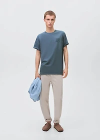 Printed cotton-blend t-shirt