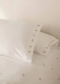Cotton percale embroidered-flower children's pillowcase 50x75 cm