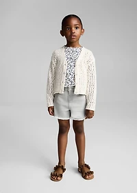 Denim shorts with frayed hem