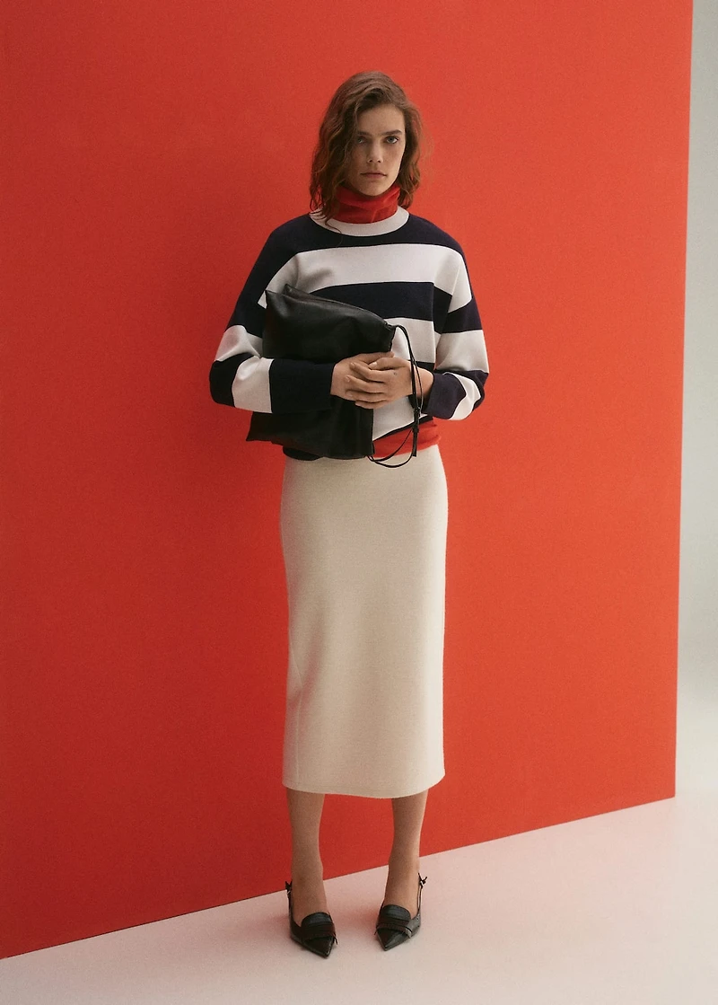 Round-neck striped sweater