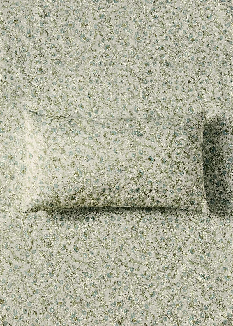 Cotton percale floral-print pillowcase for crib 30x50 cm