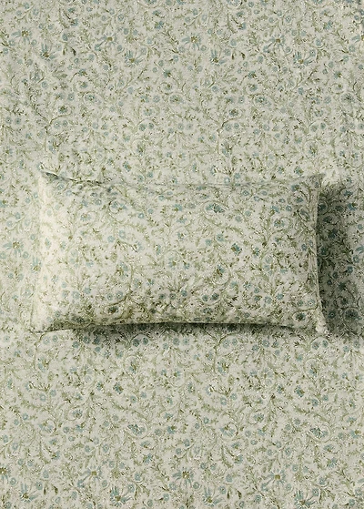 Cotton percale floral-print pillowcase for crib 30x50 cm