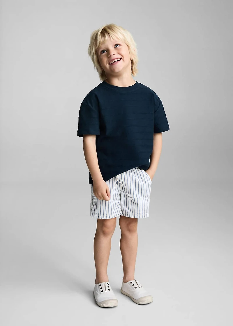 Cotton striped relief t-shirt