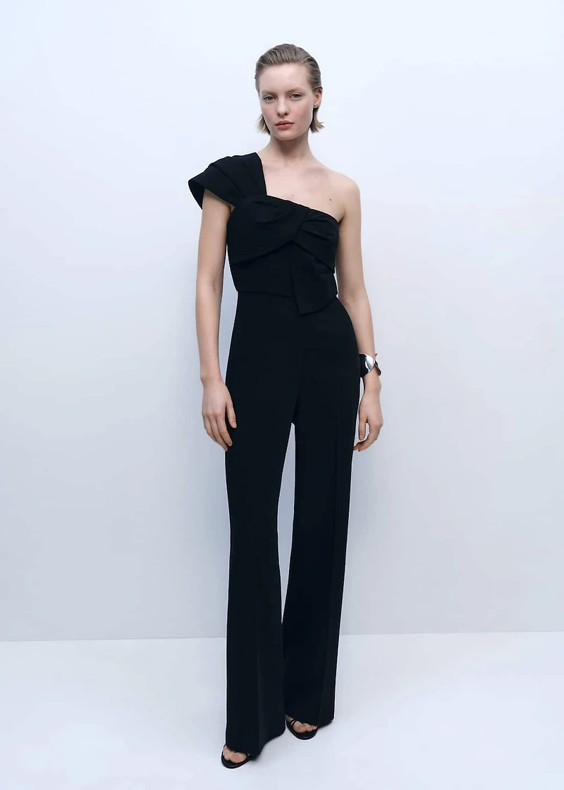 Long jumpsuit with draped neckline