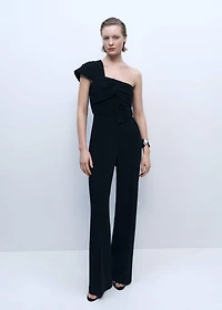 Long jumpsuit with draped neckline