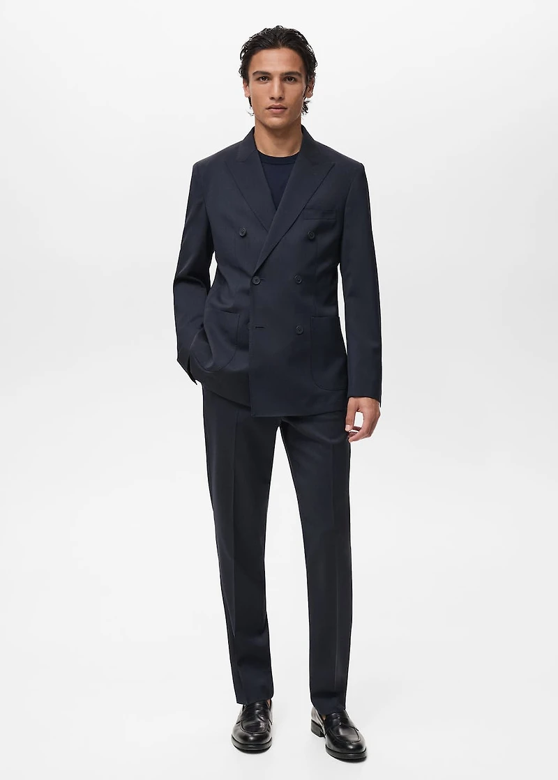 100% cold wool double-breasted suit blazer