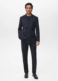 100% cold wool double-breasted suit blazer