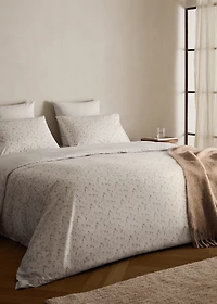 Percale cotton floral and fine-stripe reversible duvet cover for / cm bed